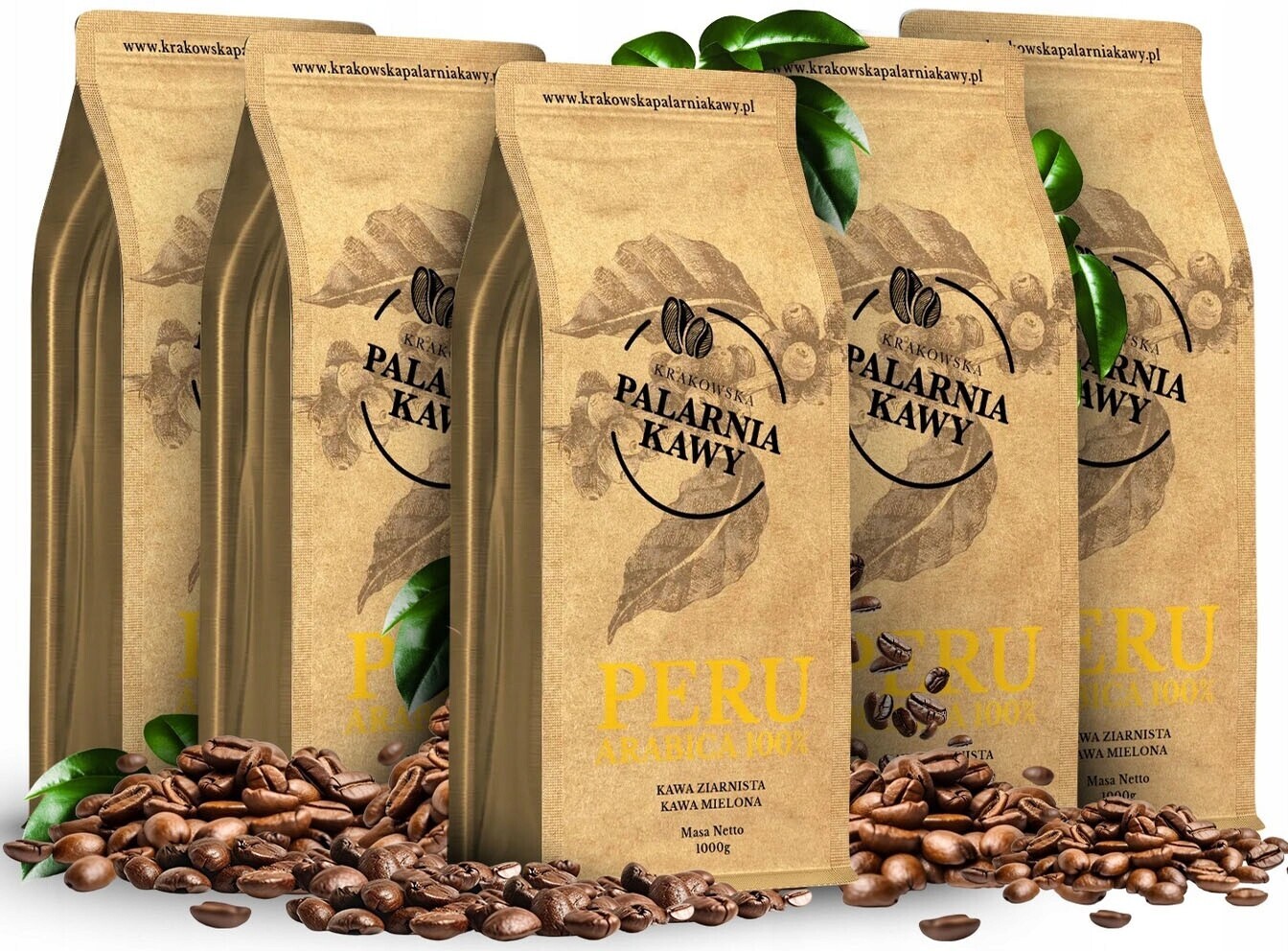 Káva Zrnková Sada 4x1kg+1kg Bonus Čerstvě Pražená Arabika Peru