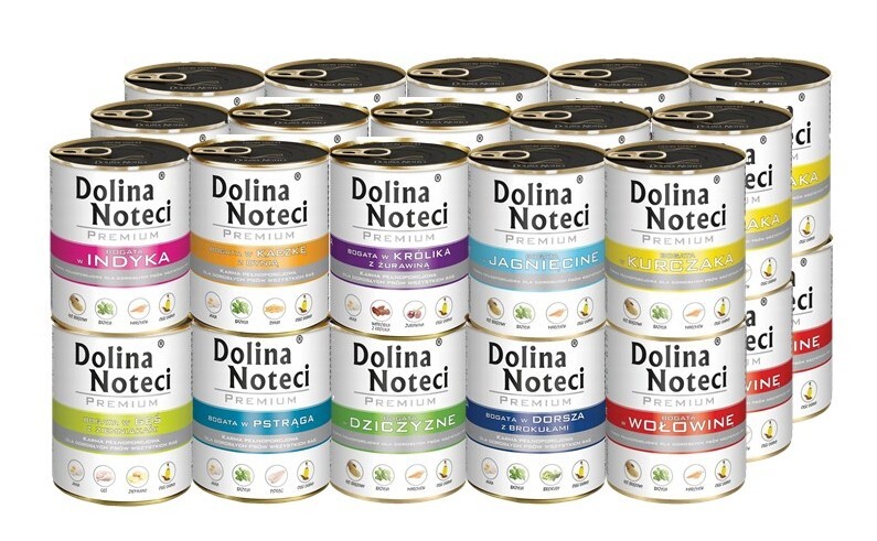 Dolina Noteci Premium Vlhké krmivo pro psy mix chutí 30x800 g v konzervách