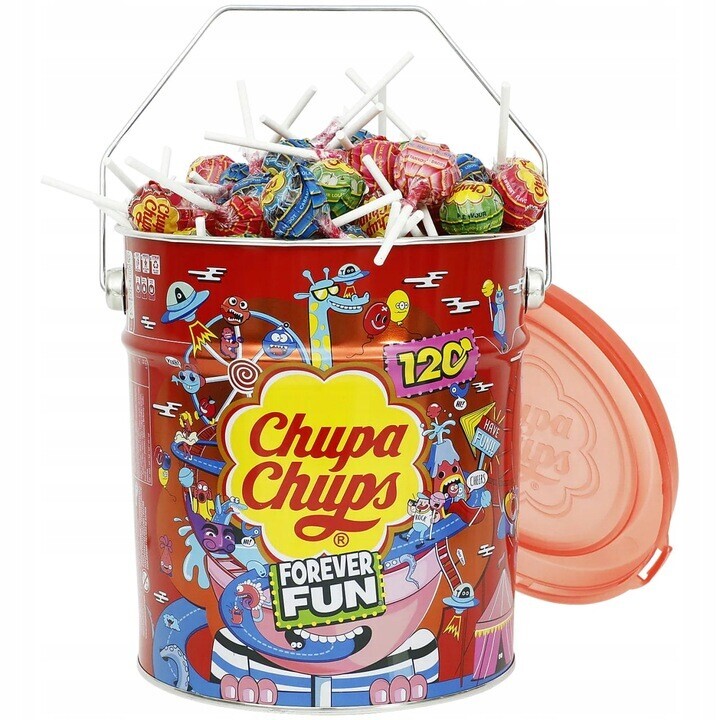 Lízátka Chupa Chups Forever Fun 120 Kusů V Plechovce Plechovka XXL 1440 g