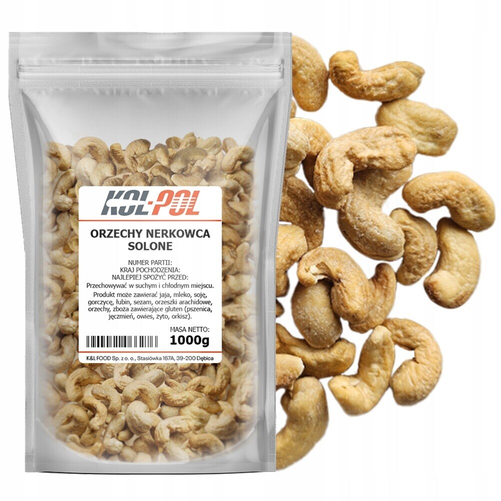 Kešu Ořechy Celé Solené 1 kg Pražené kešu ořechy přírodní kvality Kol-Pol