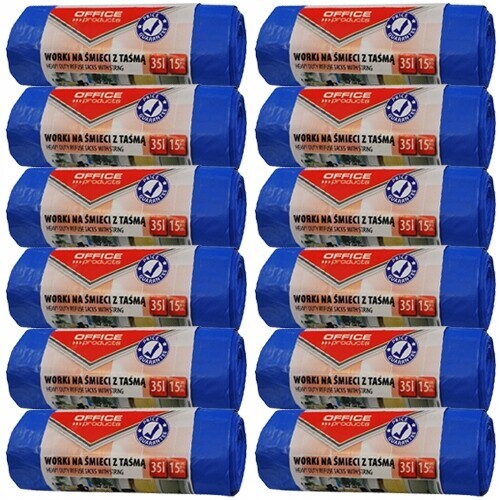 Pytle Na Odpadky S Páskou Office Products 15 Kusů 35L Modré 12 kusů