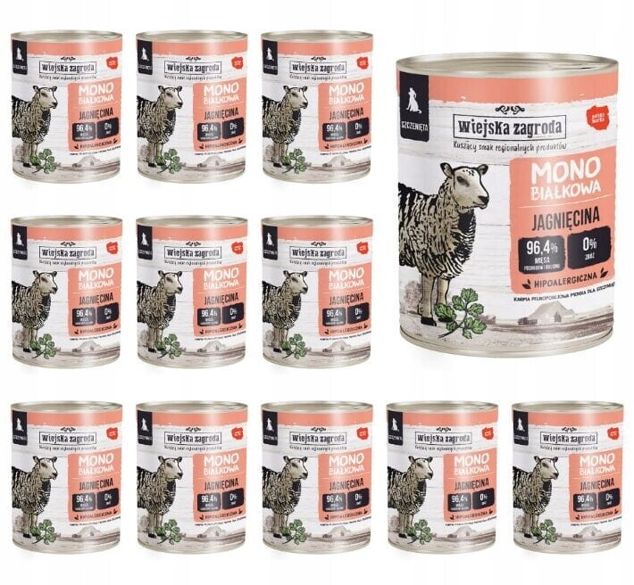 Wiejska Zagroda Vlhké krmivo pro štěňata Monoproteinové jehněčí maso 800 g