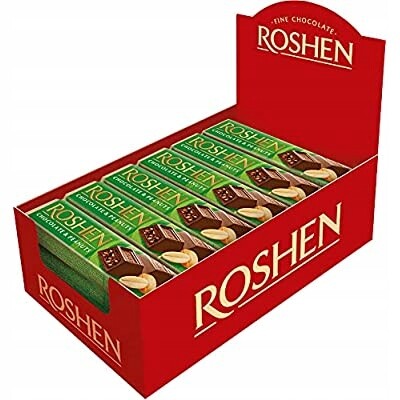 Roshen Chocolate & Peanuts Čokoládová tyčinka s arašídy 30 kusů
