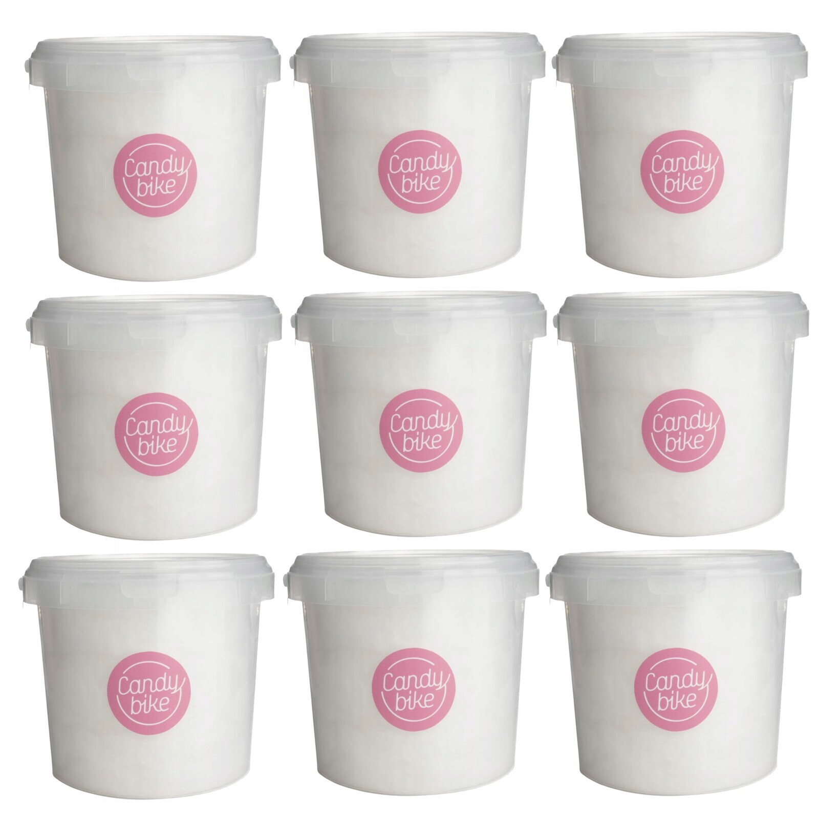 Cukrová vata 1l Bílá Sada 9 Kusů Dárek Sladkosti Nadýchaná Sladká