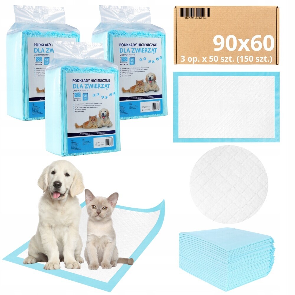 Podložky MediBed absorpční tréninkové Podložky 600 ml Pro Zvířata 90x60 cm 150 Ks