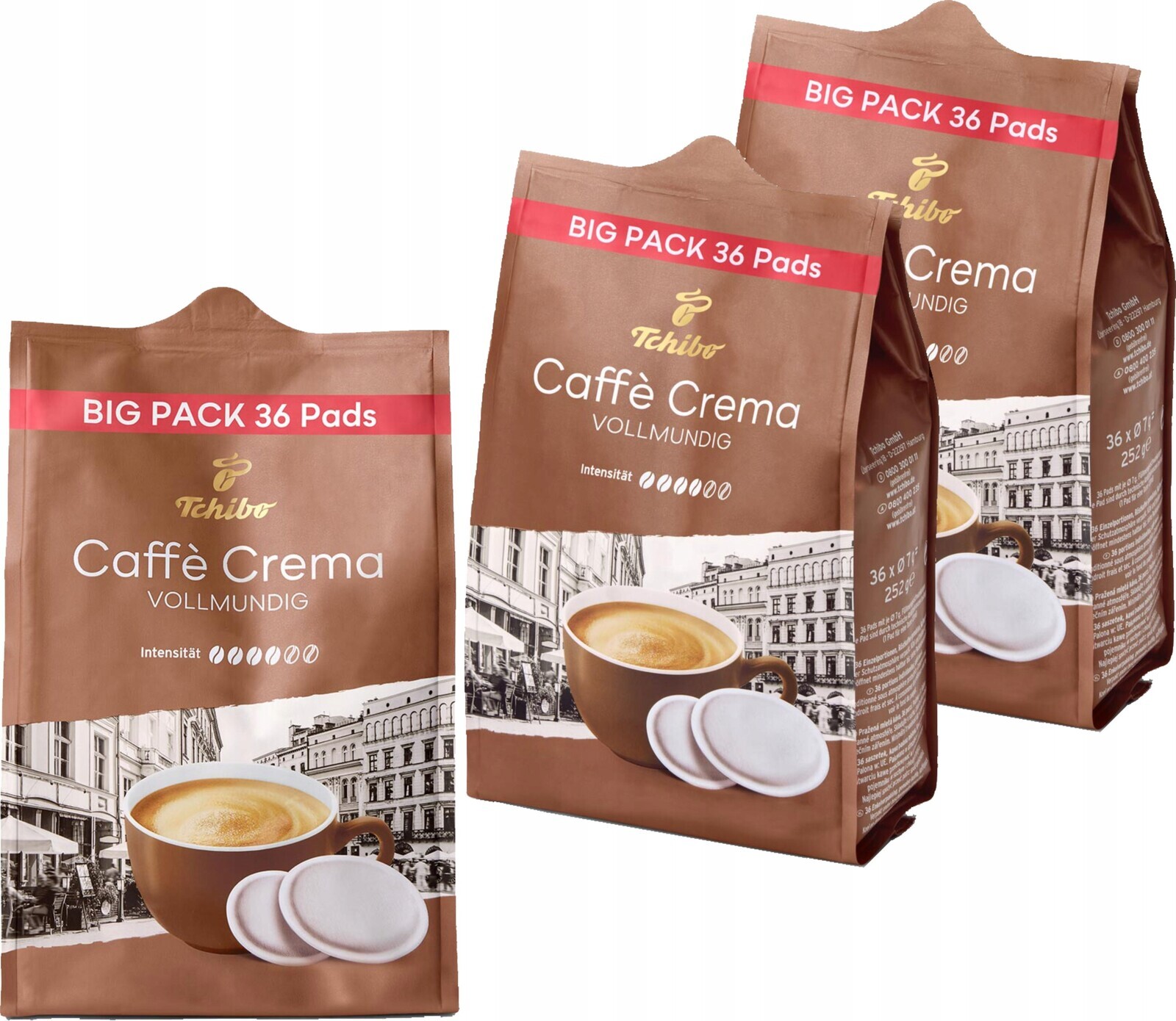 Káva pro Senseo Tchibo Caffe Crema Set 3 x 36 kusů sáčků
