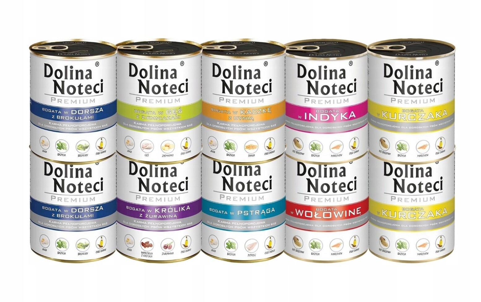 Dolina Noteci Premium Vlhké krmivo pro psy MIX 10x800 g, sada 8 Příchutí