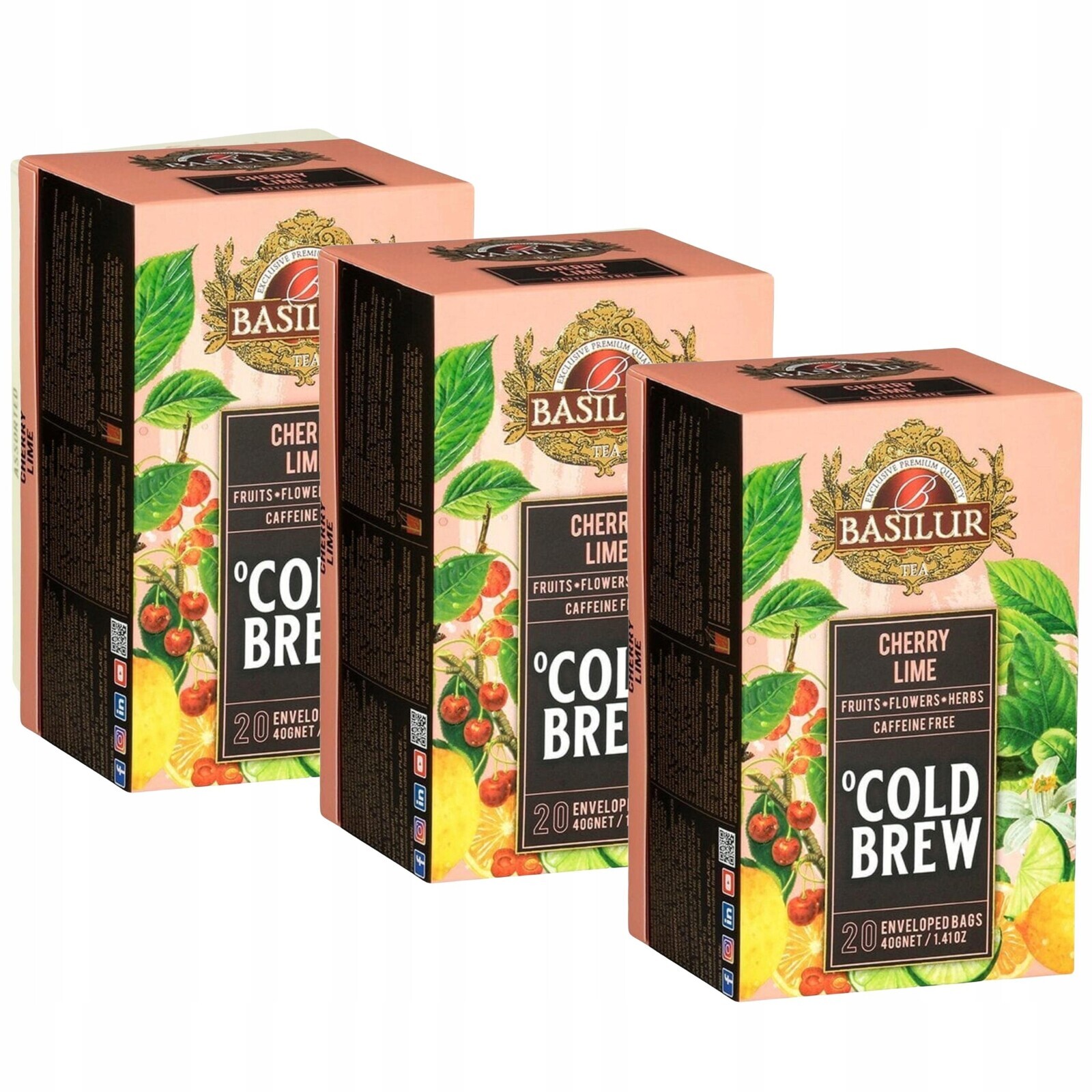 Cold Brew Ovocný čaj bez kofeinu za studena, Višeň a citrusy 20x 2 gx3