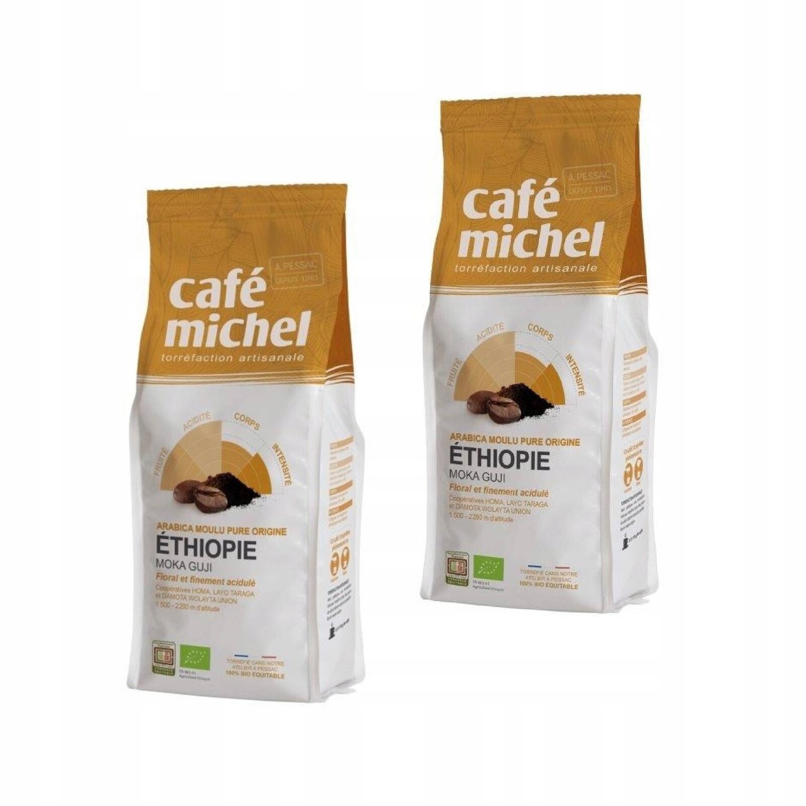 2x Mletá Káva Arabica 100% Moka Guji Etiopie Fair Trade Bio 250g Cafe M
