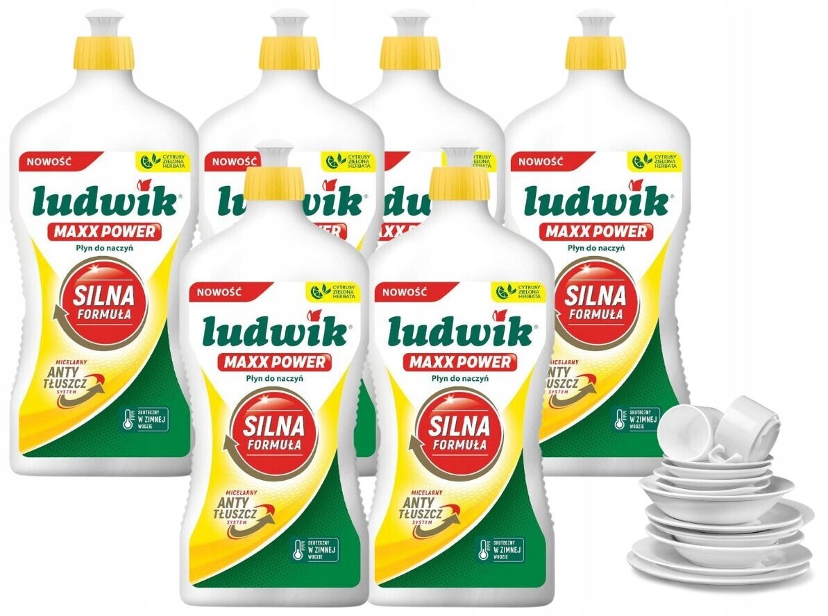 Ludwik Maxx Power Tekutý prostředek na mytí nádobí Silná formule na tuk 725 g x 6 g