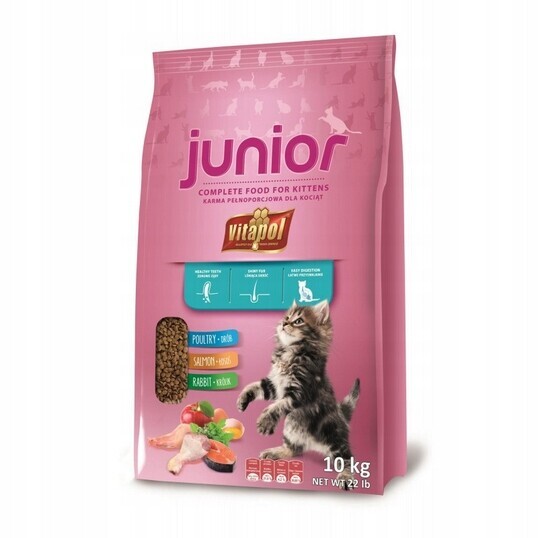 Suché Krmivo Pro Kočky Junior Drůbež Losos Králík Vitapol 10 kg