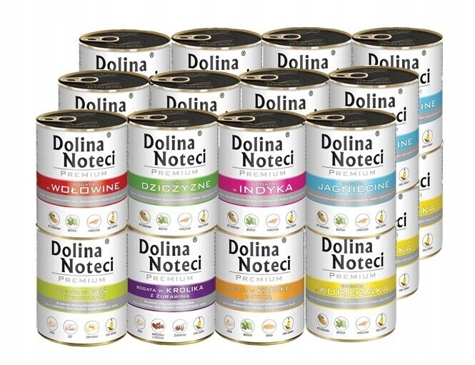 Vlhké krmivo pro psy Dolina Noteci Premium mix chutí 24x800g konzervy bez ryb