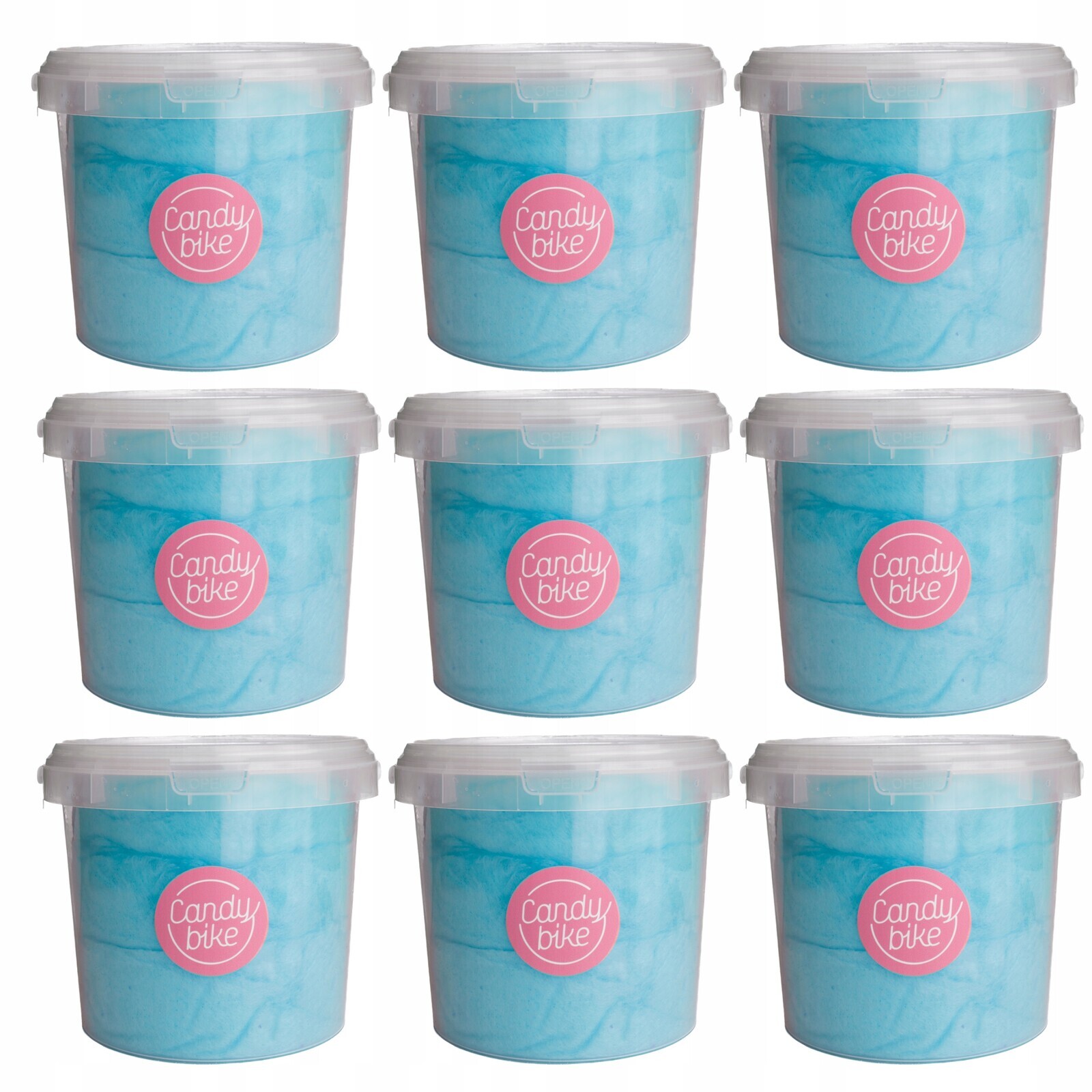 Cukrová vata 1l Modrá Sada 9 Kusů Dárek Sladkosti Nadýchaná Sladká