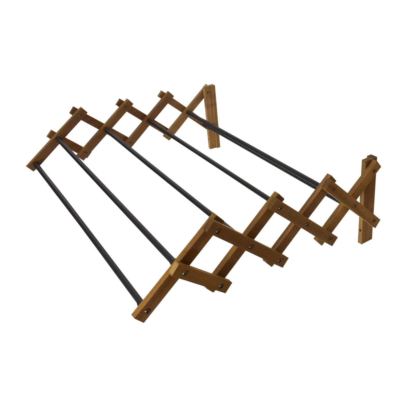 Sušák Harmoniková 95 CM Na Prádlo Dřevo Ocel Odolná Nástěnná Koupelna