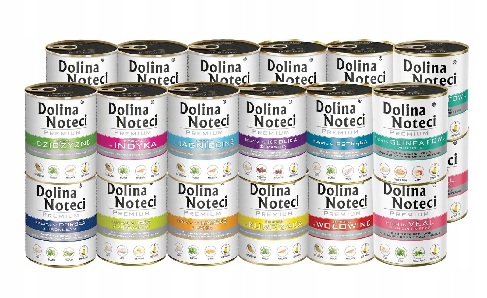 Dolina Noteci Premium Vlhké krmivo pro psy mix chutí 24x800g Bezobilné