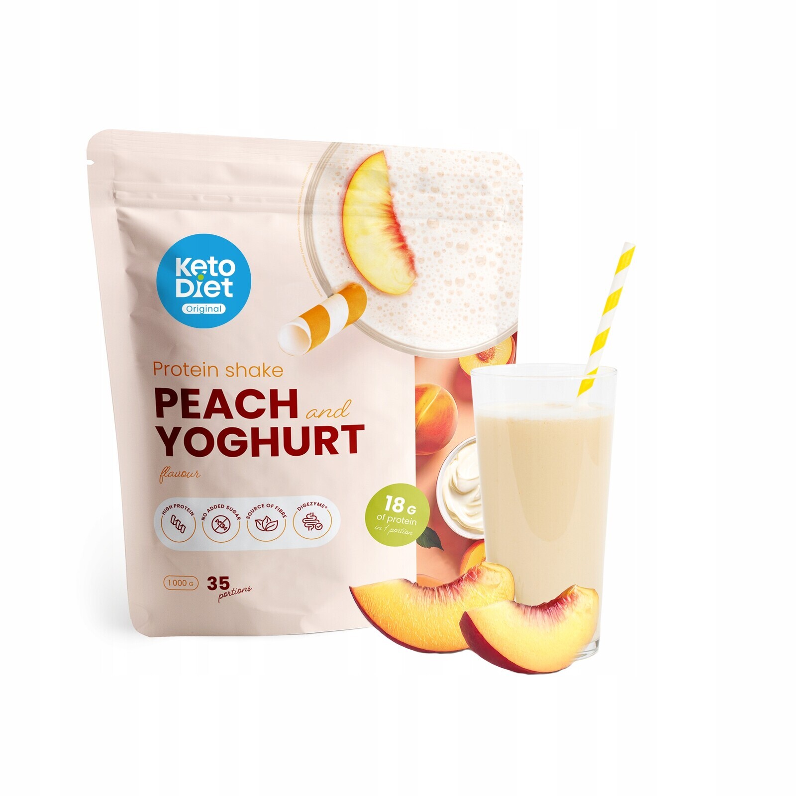 KetoDiet proteinový nápoj příchuť broskev & jogurt (35 porcí)