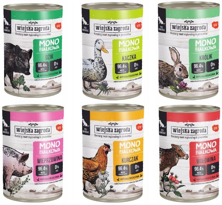 Wiejska Zagroda Monoproteinová MIX Chutí 6x400g