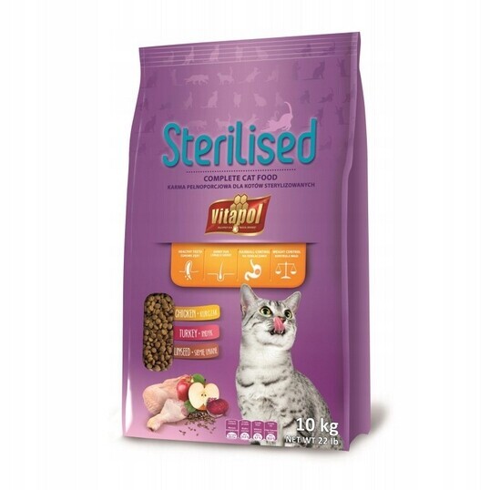 Suché Krmivo pro kočky po sterilizaci Krůta Kuře Vitapol 10 kg