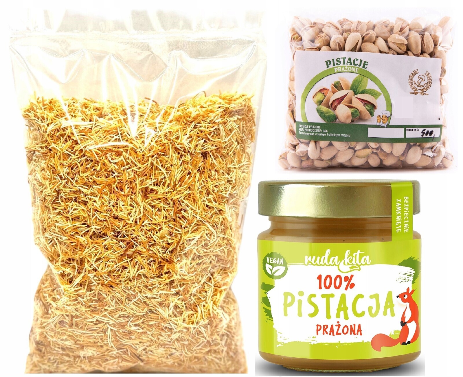 Sada 3: Těsto Kataifi Kadayif Pistáciová Pasta Lehce Solené Pistácie