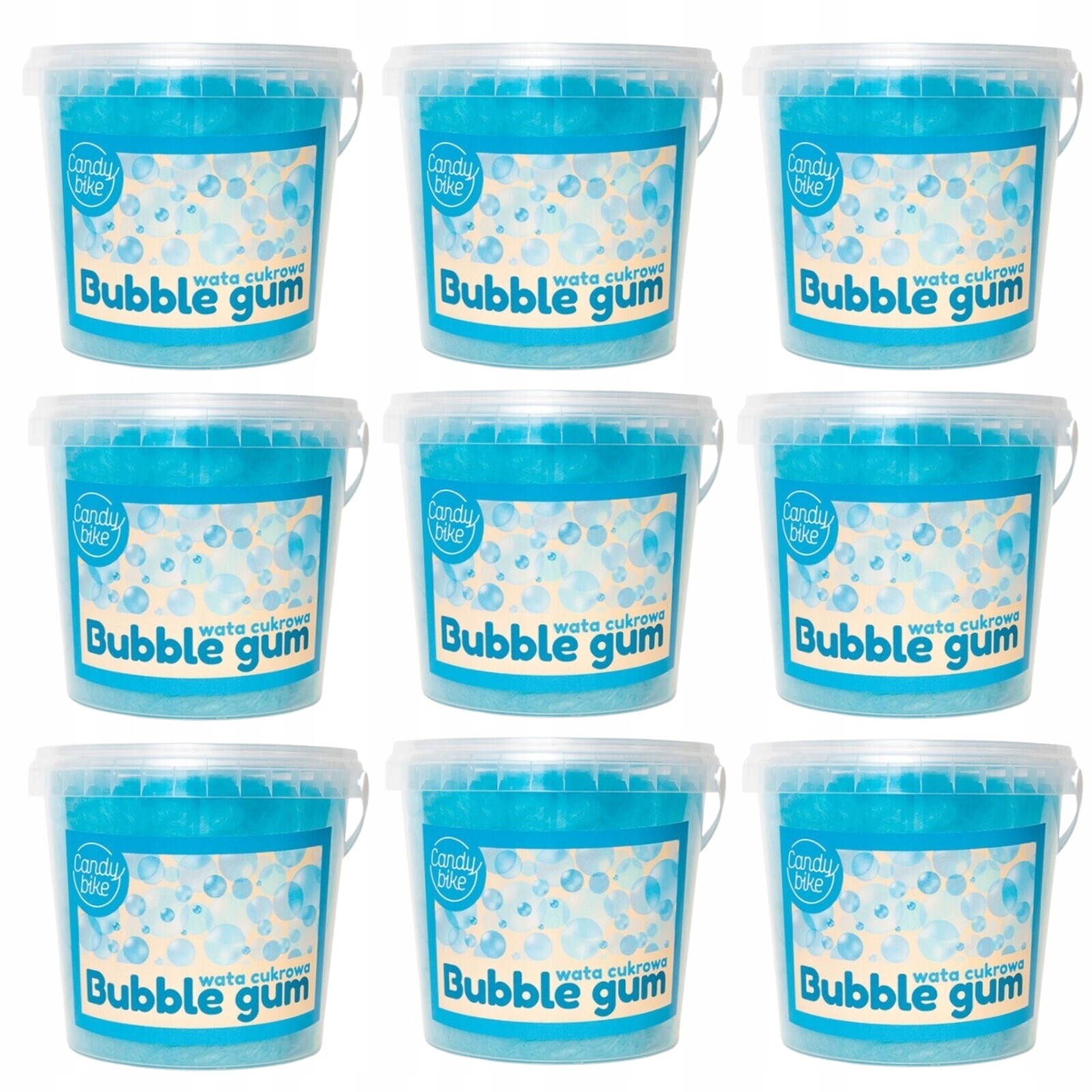 Cukrová vata 1 l Bubble Gum Sada 9 Kusů Dárek Sladkosti Nadýchaná Sladká