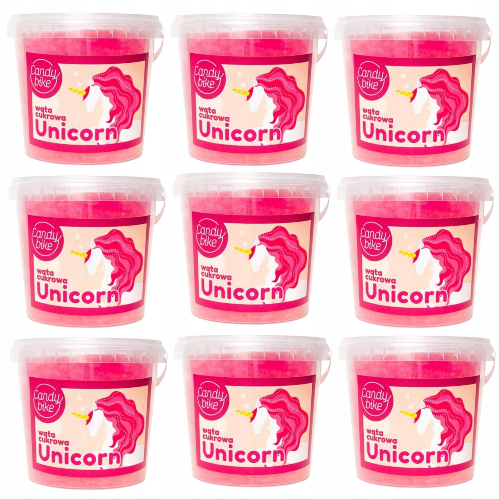 Cukrová vata 1l Unicorn Sada 9 Kusů Dárek Sladkosti Nadýchaná Sladká