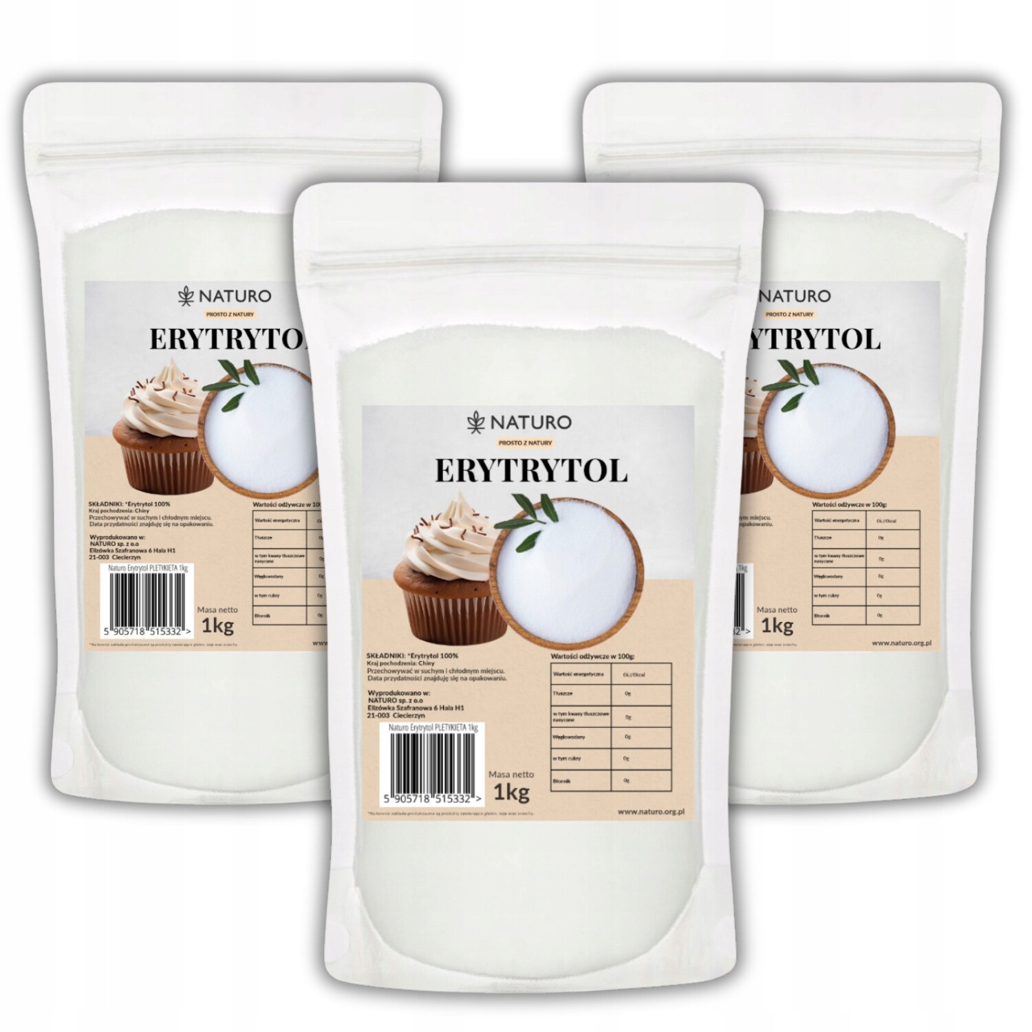 Erythritol 3 kg Sladidlo bez kalorií Fit Zdravá náhrada cukru Dieta Naturo