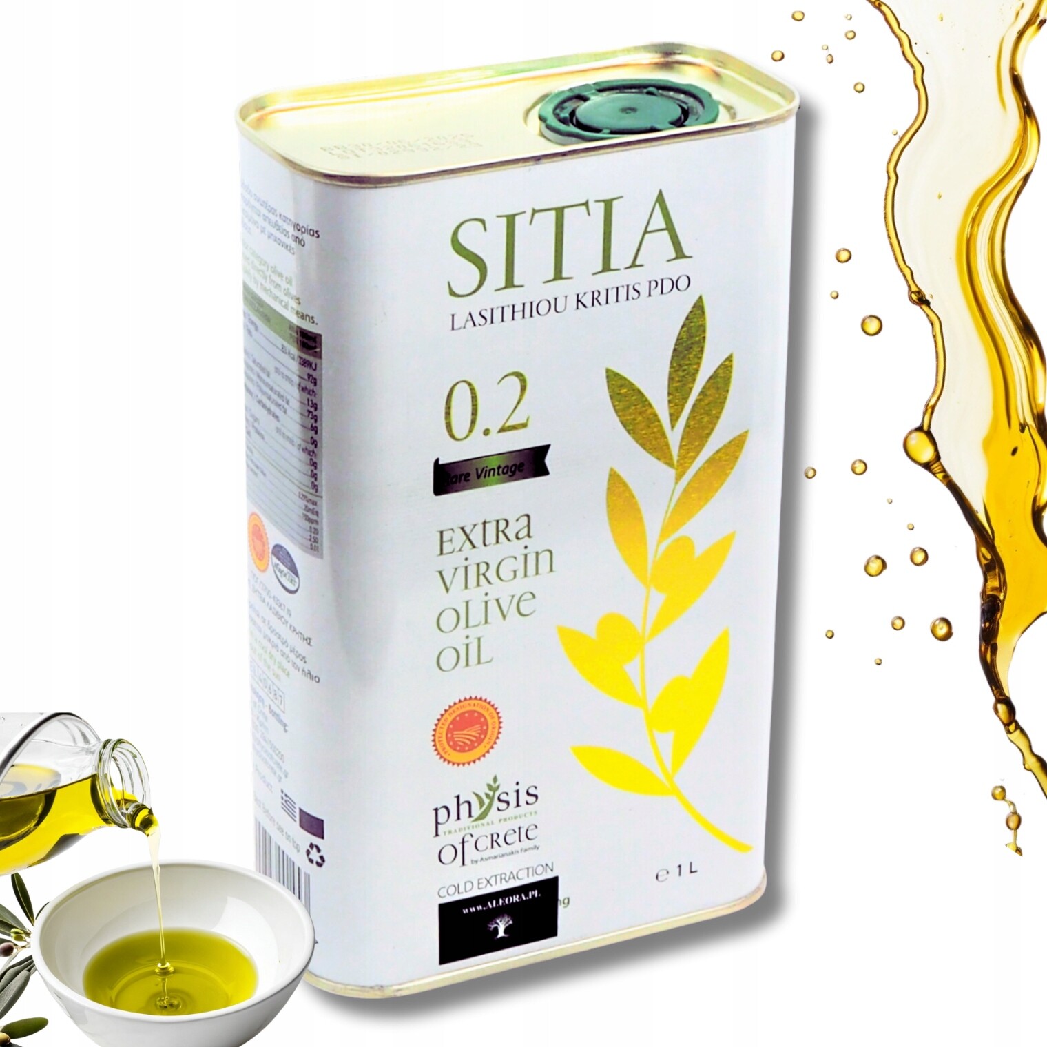 Zdravý Řecký olivový olej nízká kyselost Sitia 0,2% 1L datum až 03/27