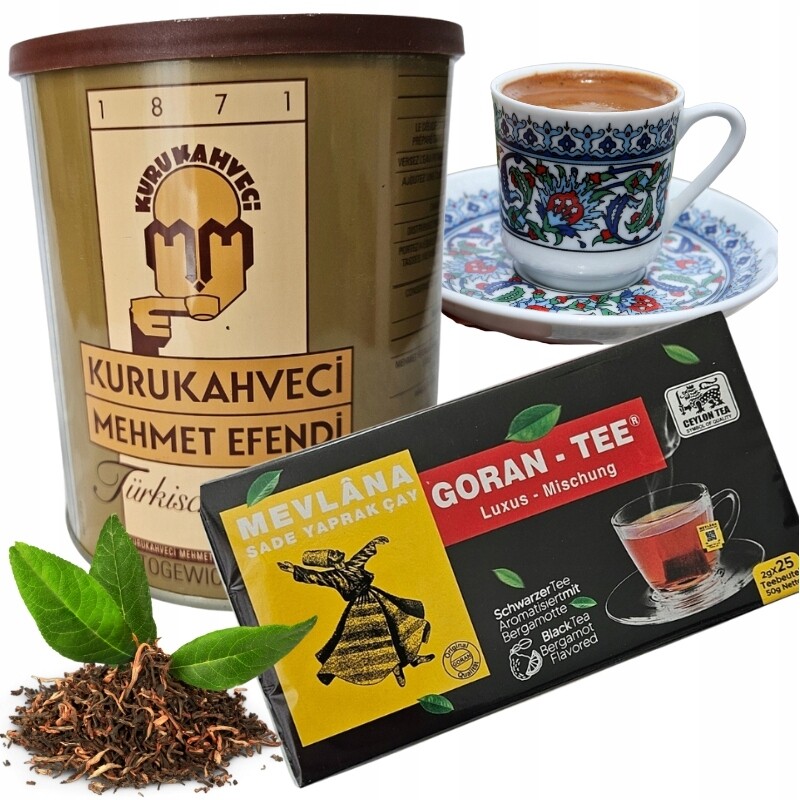Set Turecká Mletá Káva Kurukahveci 250 g Čaj 25 x 2 g