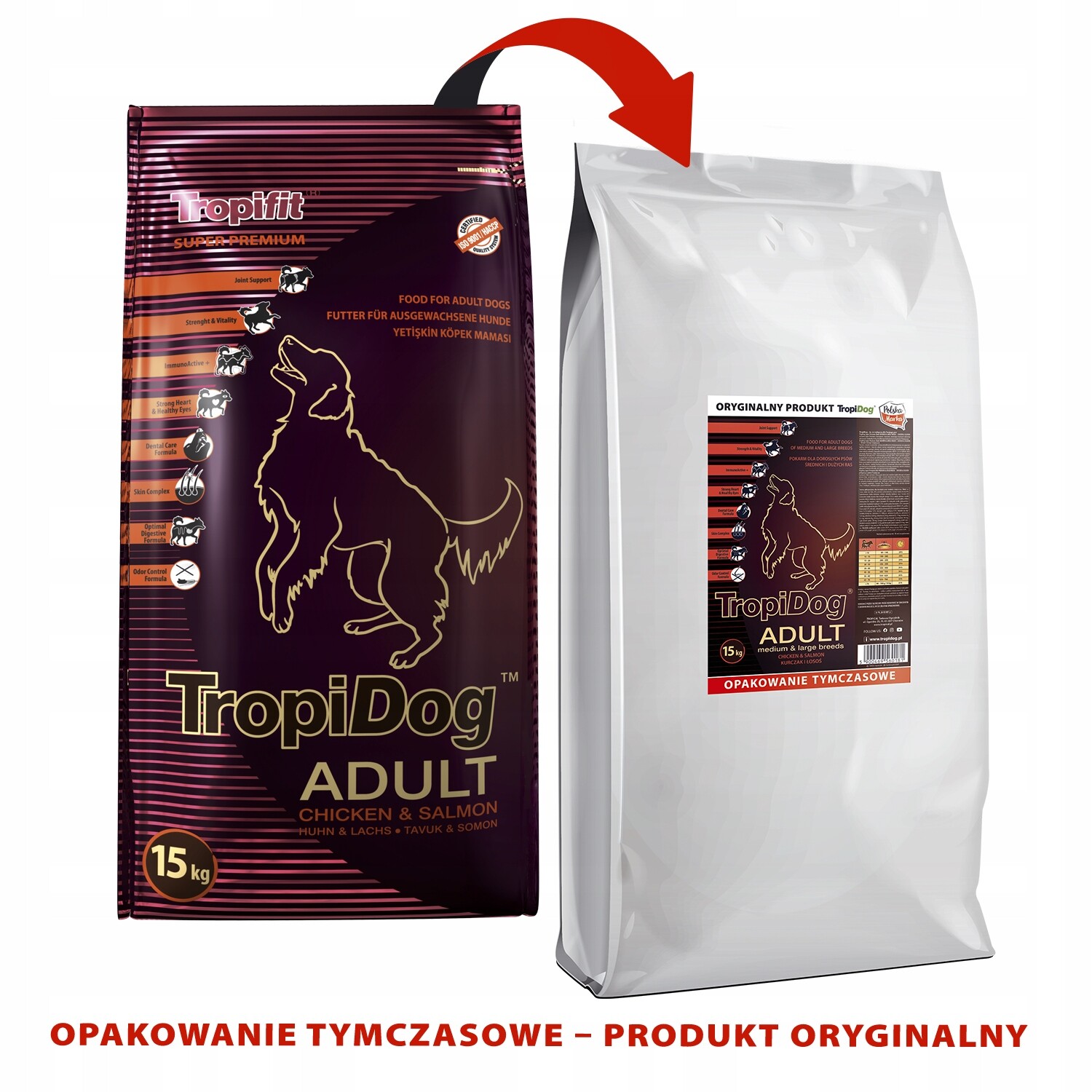 Tropidog Premium Adult Medium & Large Breed Kuře a losos 15 kg