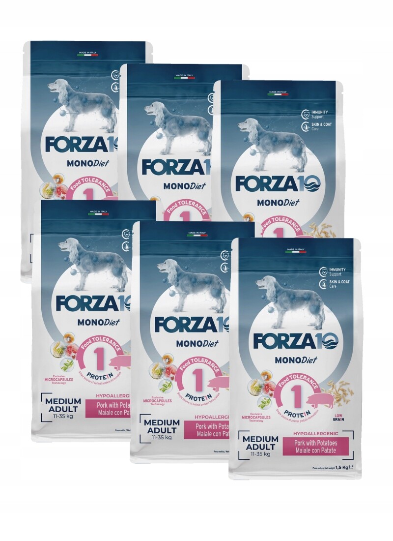 Forza10 Medium MonoDiet vepřové s bramborami pro psa 6 x 1,5 kg