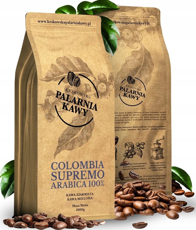 Káva Zrnková 1kg Čerstvě pražená Arabika 100% Colombia Supremo Aroma