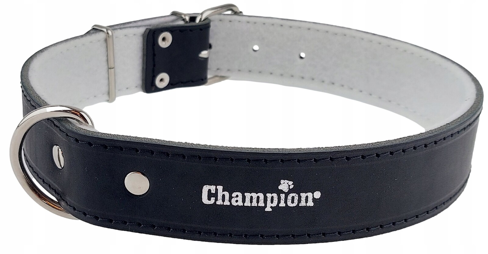 Obojek pro psa Lícová kůže Polský Výrobce Champion 120 cm/4 cm Černý