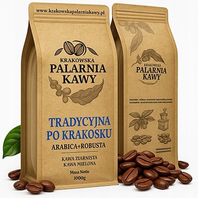 Káva Zrnková 1kg Čerstvě pražená Pražená Tradiční po Krakosku Aroma