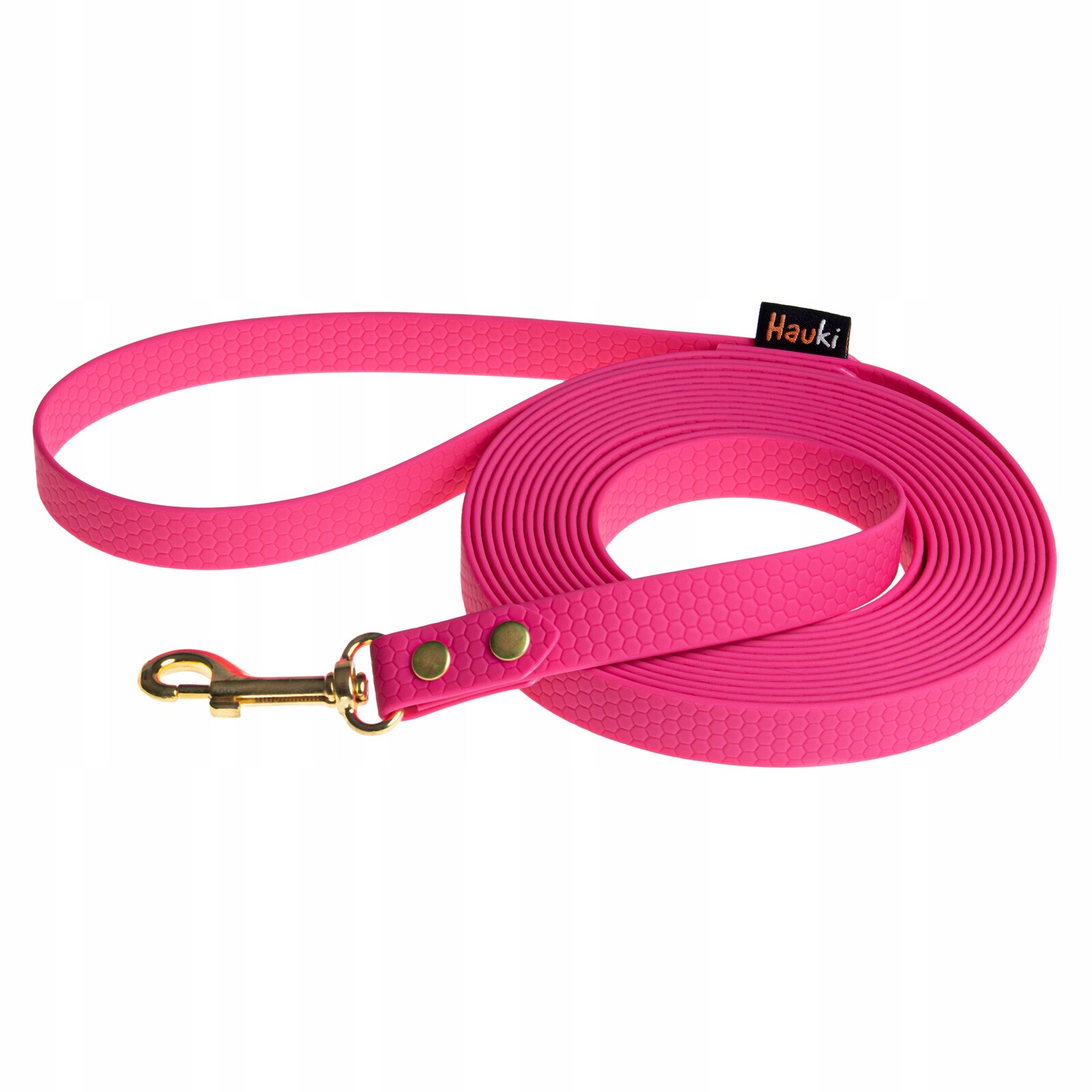 Tréninkové Lanko. Vodítko Pro Psa 5 M. Růžová, Zlaté Prvky. Vzor Hexa