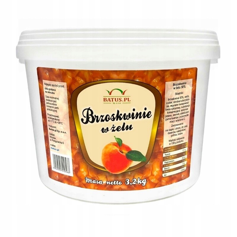 Fruželina broskvová Ovoce v gelu 50% Broskev 3,2 kg