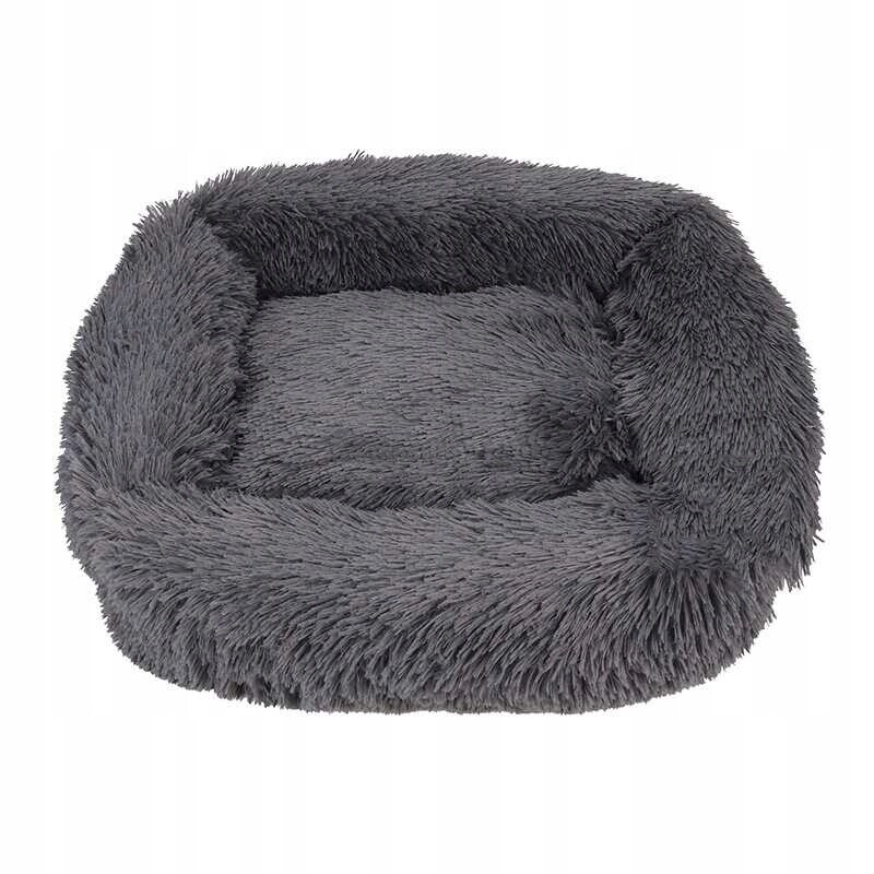 Tmavě šedý obdélníkový fluffy pelíšek 110x100x28 cm