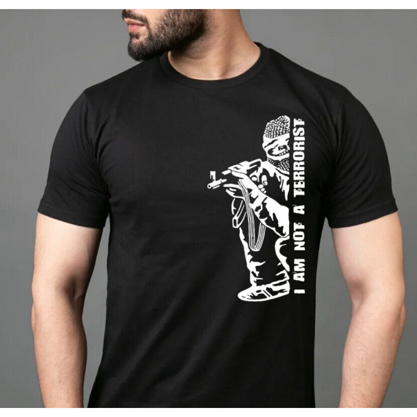 Triko Striker I am not terrorist - černé, M