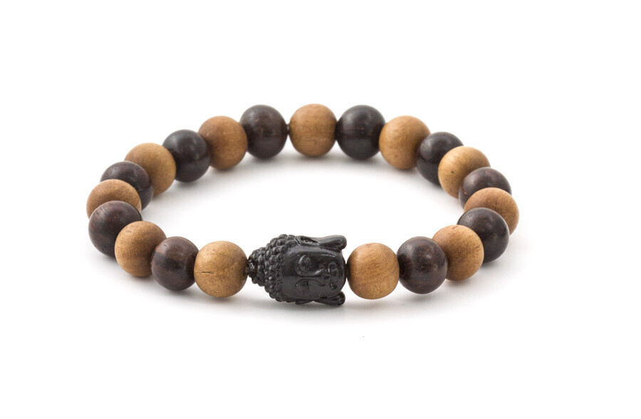 Agato Korálkový náramek z palisandrového a santalového dřeva MINK113 17 cm