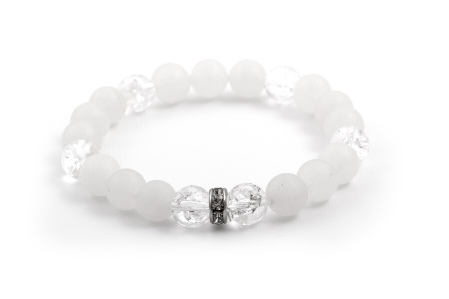 Agato Korálkový náramek z jadeitu a křišťálu MINK29/17