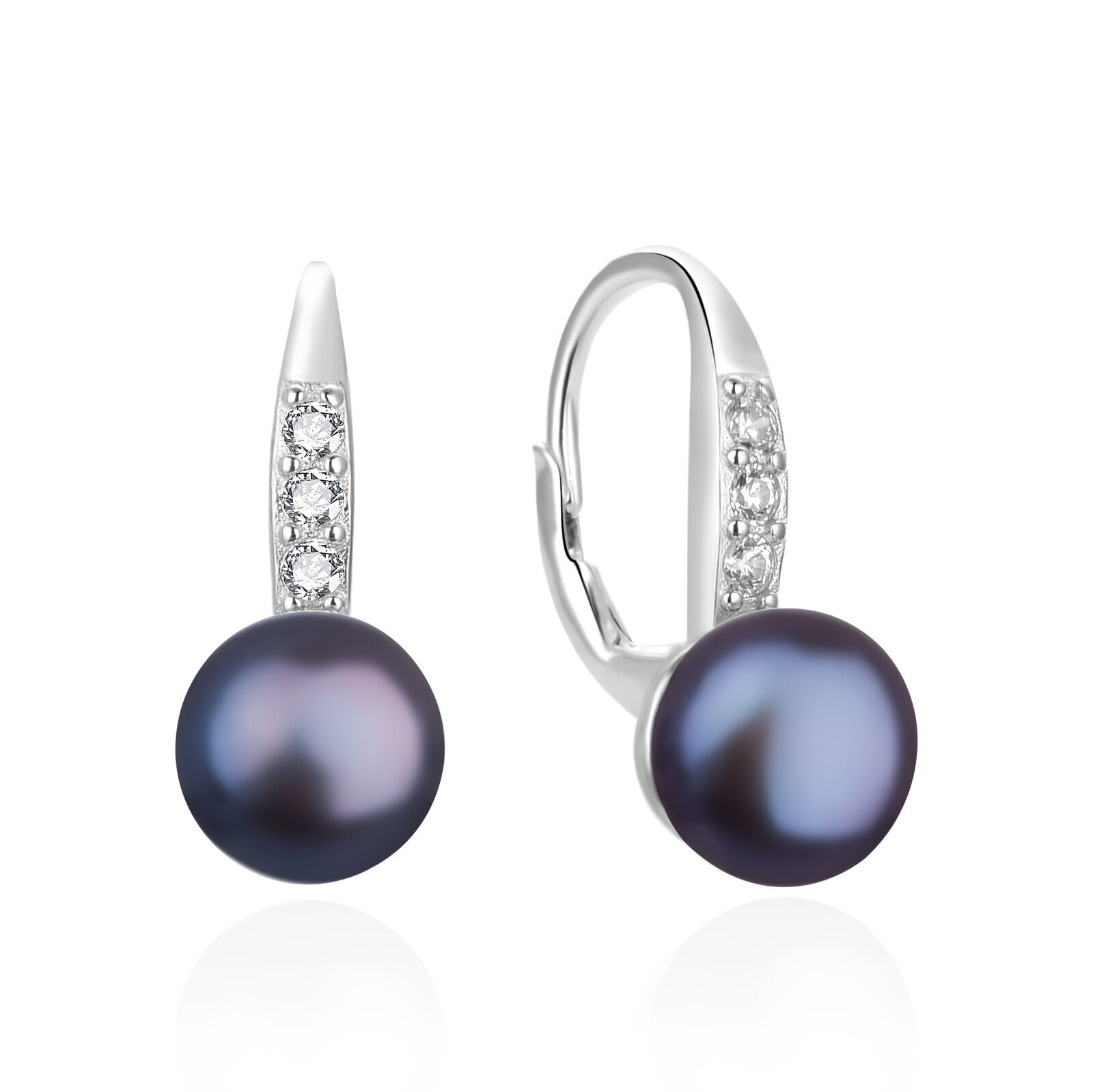 Agato Půvabné stříbrné náušnice s tmavou perlou AGT-E233L-PBK