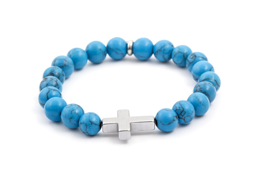 Agato Korálkový náramek z howlitu a hematitu MINK47/18