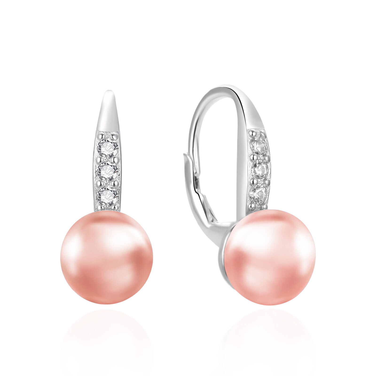 Agato Půvabné stříbrné náušnice s růžovou perlou AGT-E233L-PPI