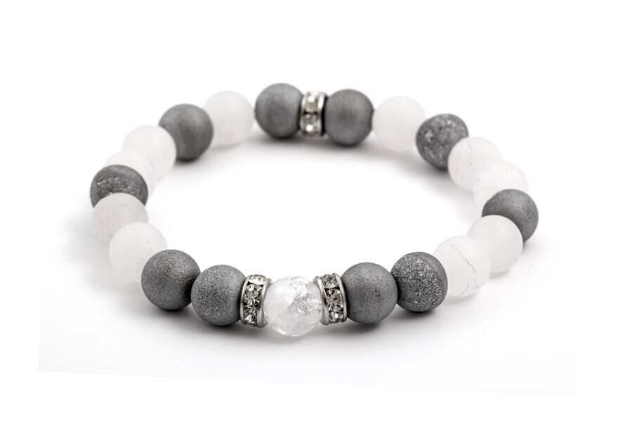 Agato Korálkový náramek z jadeitu a drúz achátu MINK75/17