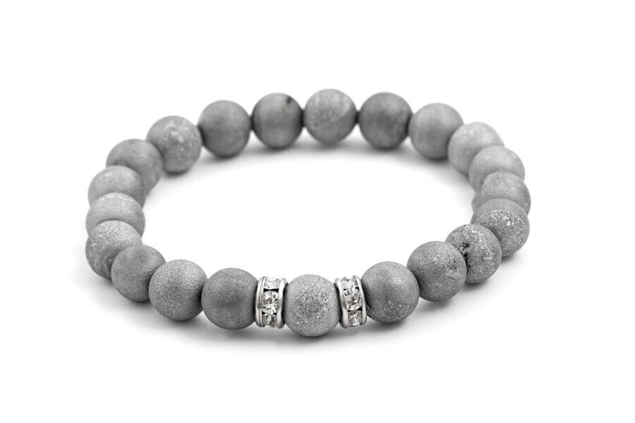 Agato Korálkový náramek z drúz achátu MINK79/17