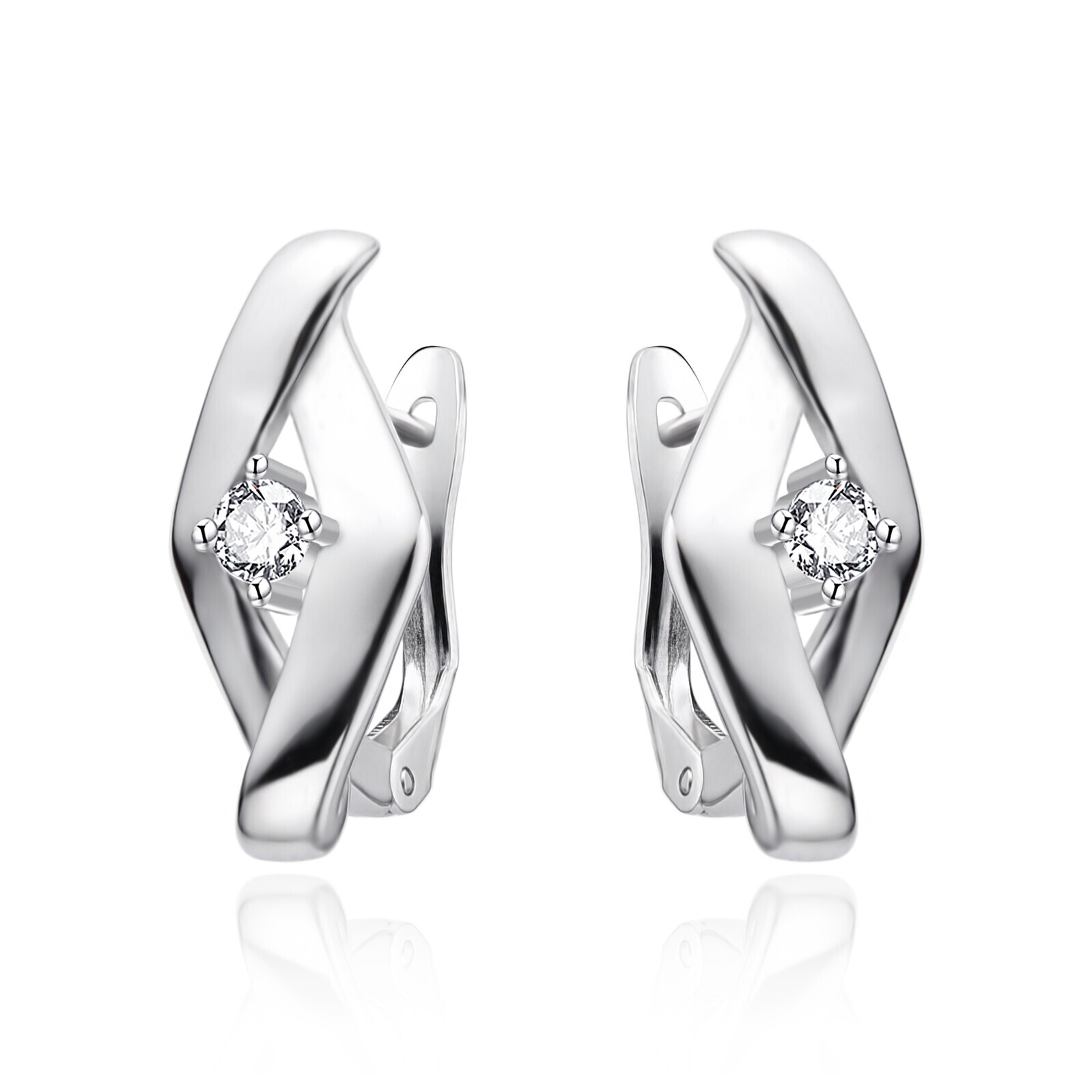 Agato Moderní stříbrné náušnice se zirkonem AGT-E253FW