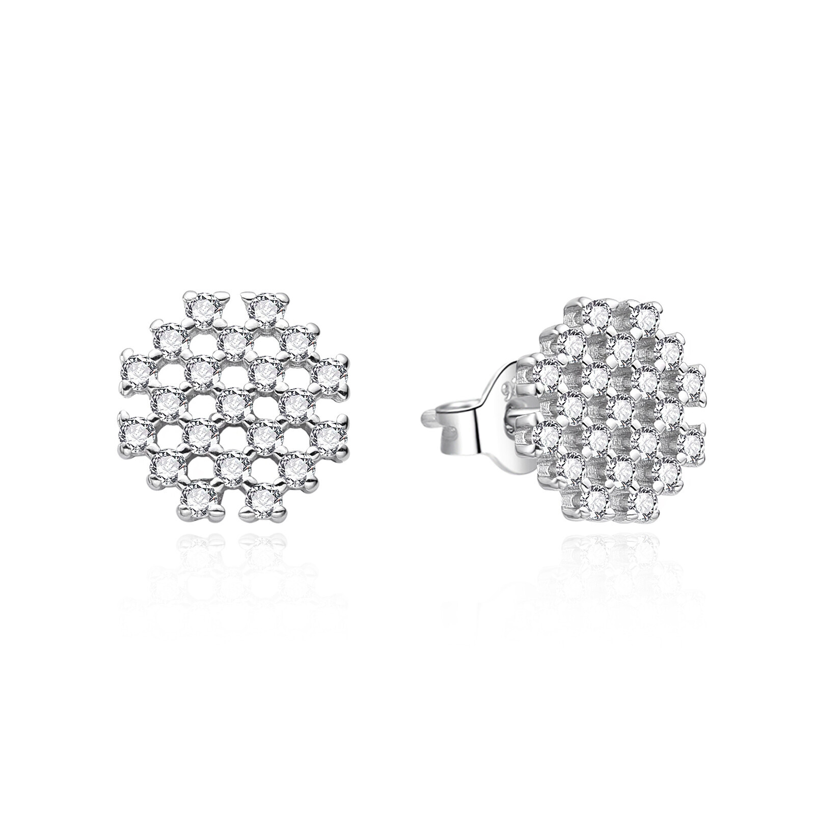 Agato Třpytivé stříbrné náušnice se zirkony AGT-E258PW