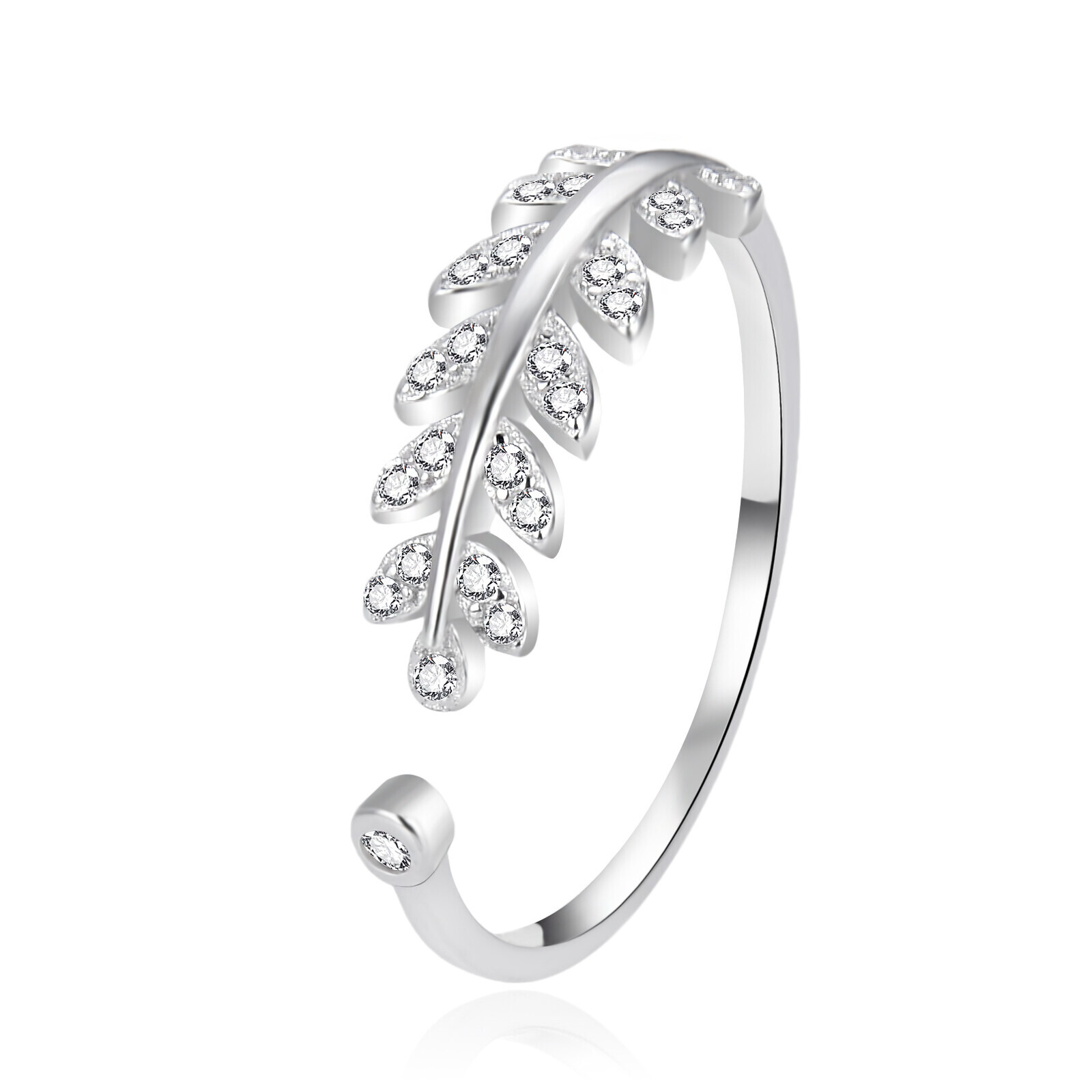 Agato Stříbrný otevřený prsten se zirkony AGT-R60W 52 mm