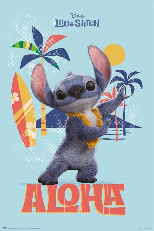 GRUPO ERIK Plakát, Obraz - Lilo & Stitch - Stitch Aloha, 61 × 91.5 cm
