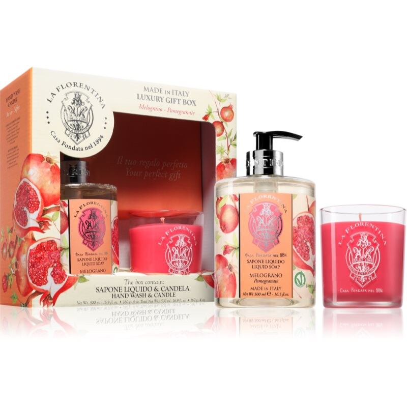 La Florentina Pomegranate Hand Wash and Candle dárková sada