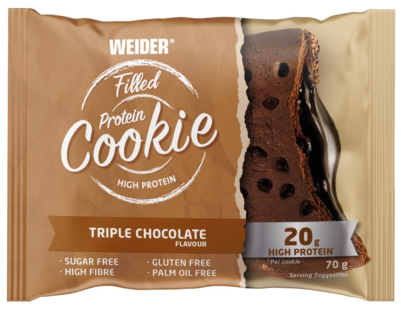 Weider Filled Protein Cookie High Protein 70 g, proteinový koláček s náplní, Chocolate-Vanilla